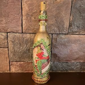 Handmade Upcycled Lighted Double sided Zombie girl pinup bottle bar decor